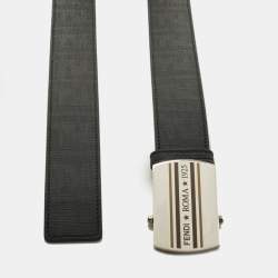 Pre Owned Fendi Roma 1925 100 CM Buckle Belt Black Zucca Coated Canvas