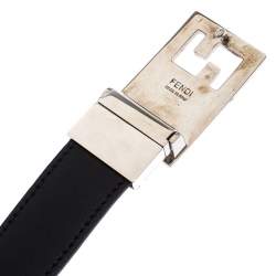 Pre Owned Fendi Blue/Black Leather Reversible Monster Belt 107CM