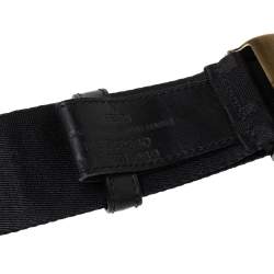 Pre Owned  Fendi Black Zucca Nylon and Leather Buckle Belt 105CM