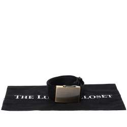 Pre Owned  Fendi Black Zucca Nylon and Leather Buckle Belt 105CM