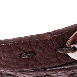 مملوكة مسبقًا Fendi Selleria Brown Leather Silver Tone Double Wrap Bracelet
