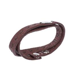 مملوكة مسبقًا Fendi Selleria Brown Leather Silver Tone Double Wrap Bracelet