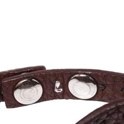 مملوكة مسبقًا Fendi Selleria Brown Leather Silver Tone Double Wrap Bracelet