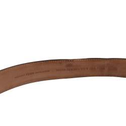 Pre Owned Fendi Dark Brown Leather FF Logo Belt 100CM