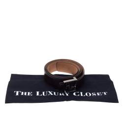 Pre Owned Fendi Dark Brown Leather FF Logo Belt 100CM