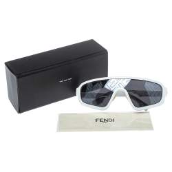 Pre Owned Fendi x Joshua Vides White/ Grey FF M0084/S Botanical Shield Sunglasses