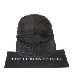 Fendi Black FF Logo Embossed Baseball Cap One Size