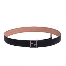 Fendi Black Leather FF Logo Buckle Belt 100 CM