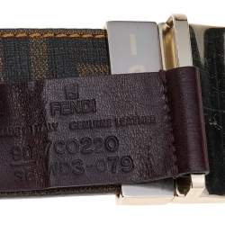 Fendi Tobacco Zucca Coated Canvas Reversible Buckle Belt 90 CM