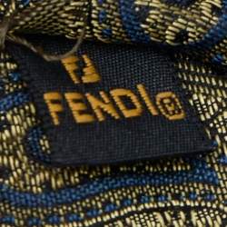 Fendi Green Paisley Silk Jacquard Tie