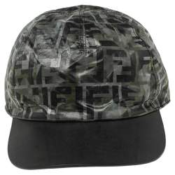 Fendi FF Camouflage Printed Synthetic & Leather Baseball Cap 