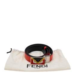 Pre Owned Fendi Orange/Black Leather Reversible Monster Belt 96CM