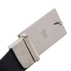 Pre Owned Fendi Orange/Black Leather Reversible Monster Belt 96CM