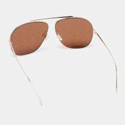 Fendi Gold Zucca Mirrored Aviator Sunglasses