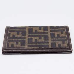 Fendi Brown Zucca Canvas and Leather Passport Holder