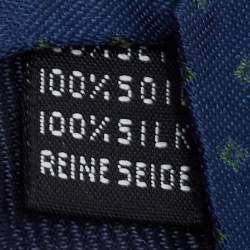 Fendi Navy Blue Logo Patterned Jacquard Silk Tie