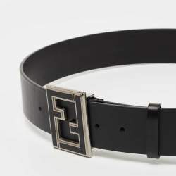 Fendi Black Leather FF Buckle Belt 90CM