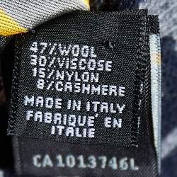 Fendi Black & Blue Zucca Monogram Wool Knit Stole
