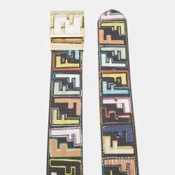Fendi Multicolor Zucca Coated Canvas and Leather FF Logo Reversible Belt
