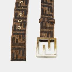 Fendi Tobacco Zucca Canvas FF Buckle Belt 100CM
