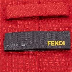 Fendi Red FF Patterned Silk Tie