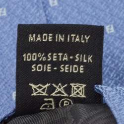 Fendi Blue FF Pattern Silk Tie