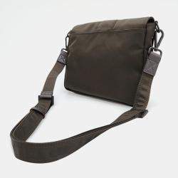 Fendi Brown Canvas Baguette Medium Messenger Bag 