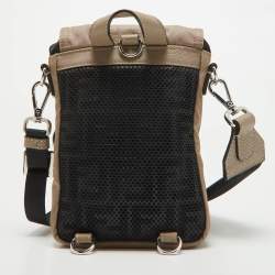 Fendi Beige/Black Nylon and Leather Fendiness Crossbody Bag
