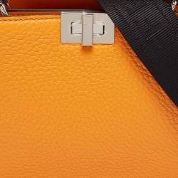 Pre Owned Fendi Orange Leather Peekaboo ISeeU X-Cross Top Handle Bag
