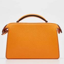Pre Owned Fendi Orange Leather Peekaboo ISeeU X-Cross Top Handle Bag