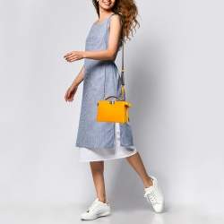 Pre Owned Fendi Orange Leather Peekaboo ISeeU X-Cross Top Handle Bag