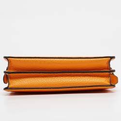 Pre Owned Fendi Orange Leather Peekaboo ISeeU X-Cross Top Handle Bag