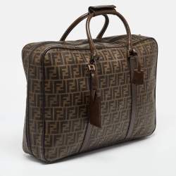 Pre Owned Fendi Brown Zucca Coated Canvas and Leather Suitcase
