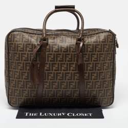 Pre Owned Fendi Brown Zucca Coated Canvas and Leather Suitcase