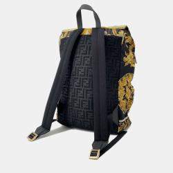 Fendi Black/Yellow/Brown Nylon Fendace Backpack
