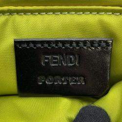 Fendi Light Green Nylon Leather Bucket Mini Crossbody Bag