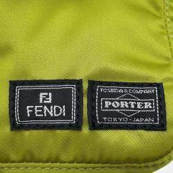 Fendi Light Green Nylon Leather Bucket Mini Crossbody Bag