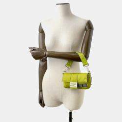 Fendi Light Green Nylon Leather Bucket Mini Crossbody Bag