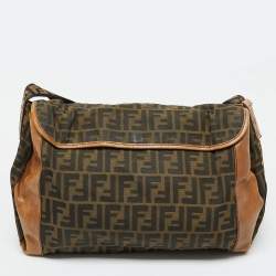 Fendi Tobacco Zucca Canvas and Leather Flap Messenger Bag
