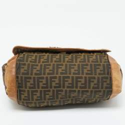 Fendi Tobacco Zucca Canvas and Leather Flap Messenger Bag