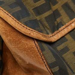 Fendi Tobacco Zucca Canvas and Leather Flap Messenger Bag