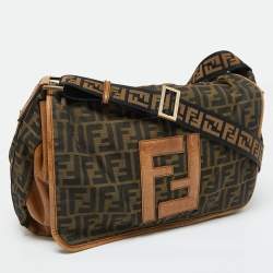 Fendi Tobacco Zucca Canvas and Leather Flap Messenger Bag