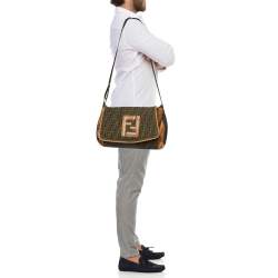 Fendi Tobacco Zucca Canvas and Leather Flap Messenger Bag