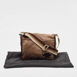 Fendi Beige/Brown Zucchino Nylon and Leather Messenger Bag