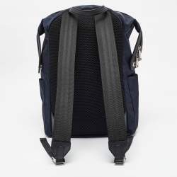 Fendi Navy Blue/Black Nylon and Leather Bugs Backpack