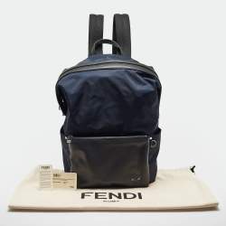Fendi Navy Blue/Black Nylon and Leather Bugs Backpack