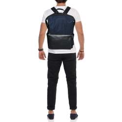 Fendi Navy Blue/Black Nylon and Leather Bugs Backpack
