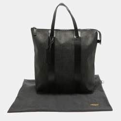 Fendi Black Zucca Coated Canvas and Leather Zip Tote