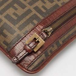 Fendi Tobacco Zucca Coated Canvas and Leather Flat Messenger Bag