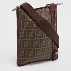 Fendi Tobacco Zucca Coated Canvas and Leather Flat Messenger Bag